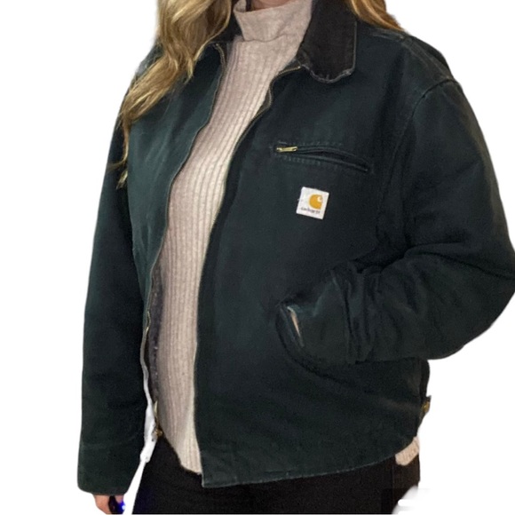 Vintage Carhartt Detroit Jacket Blanket Lined Forrest Green USA Mens 42R M / L - Picture 14 of 14